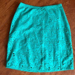 Boden Green Eyelet A-line skirt, NWT